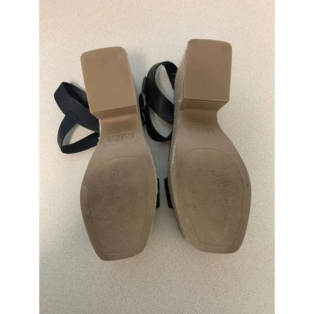 MIA Nichele Platform Espadrille Sling Back Heel Faux Leather Sandal Size 8.5